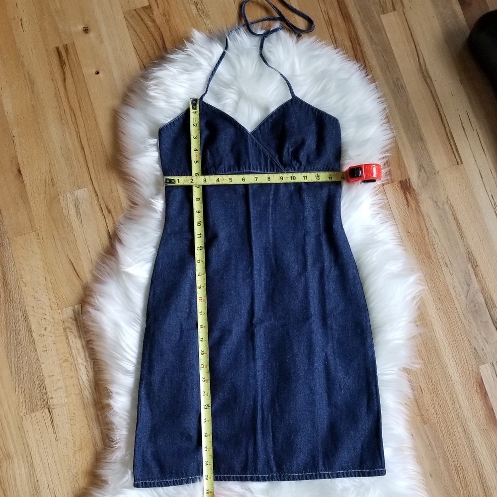 🛑SOLD!🛑 Old Navy Dark Wash Denim Halter Dress - Picture 4 of 6